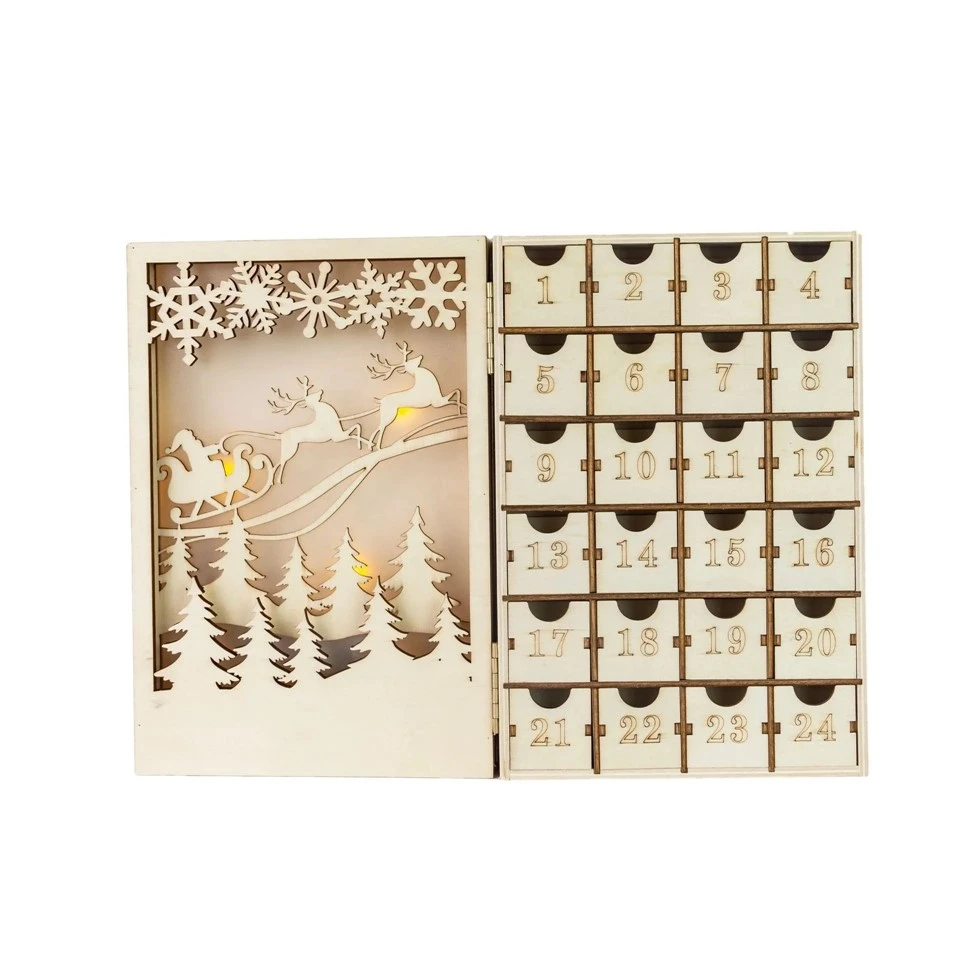 Kalendar Kedatangan Krismas kayu yang belum selesai