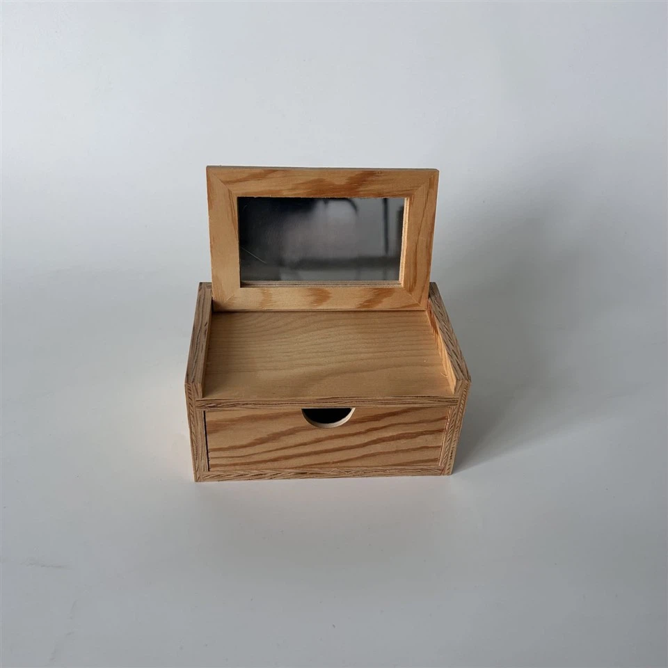 Wooden Jewel Box With Mirror